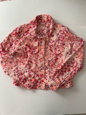 Gap Kids Floral Pink Multicolor Denim Jacket